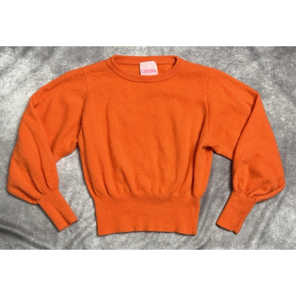 Crush Cashmere Prague Orange 100% Cashmere Balloon Sleeve‎ Sweater Size 1 Small